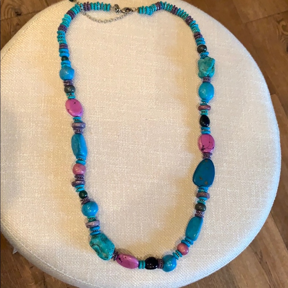 Long Multi color stone necklace